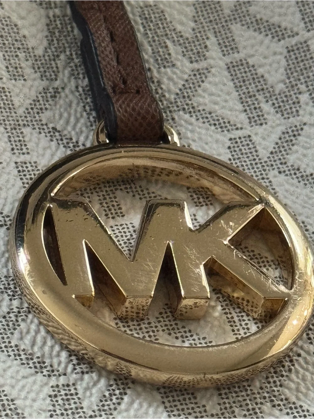 Michael Kors Jet Set Large Signature Logo Shoulder Bag Vanilla MK Logo Tote